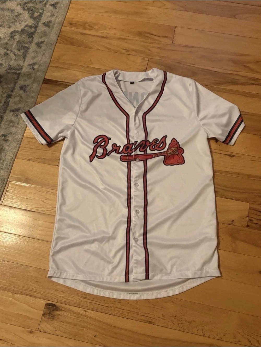 Unisex medium White and Red Braves Baseball Jersey